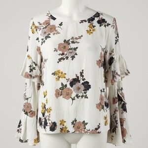 Sanctuary Bianca Long Sleeve Ruffled Blouse Floral Women's Size XS